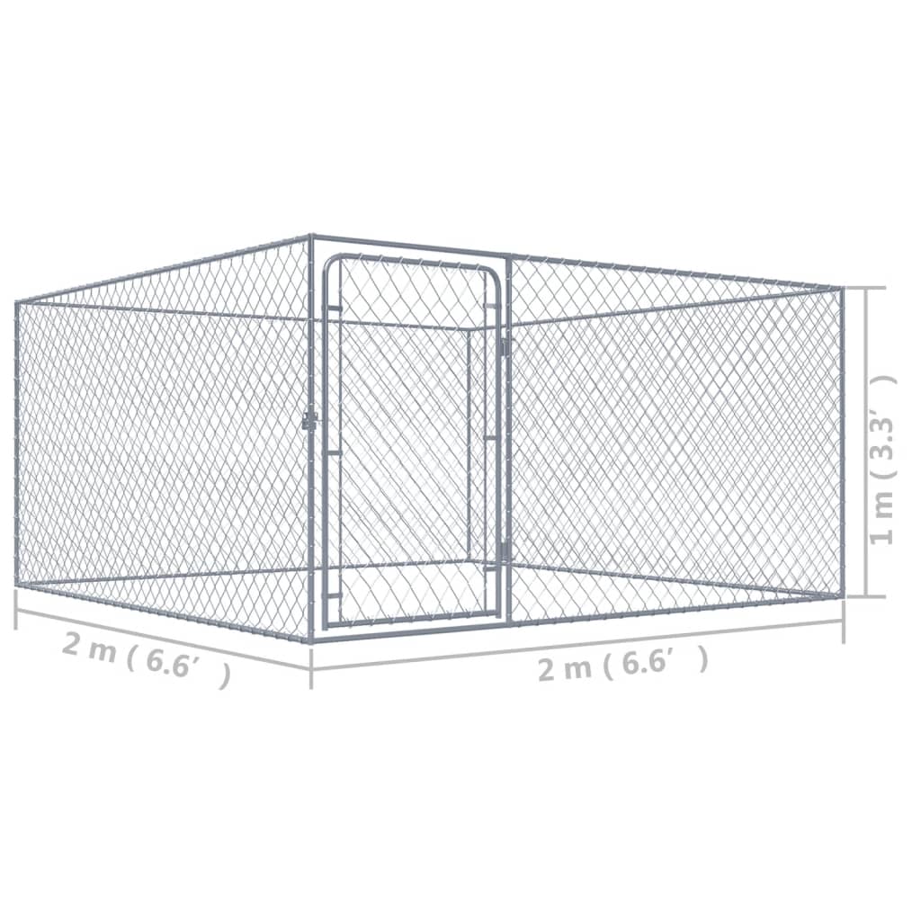 Kültéri kutyakennel horganyzott acélból – 2 × 2 × 1 m