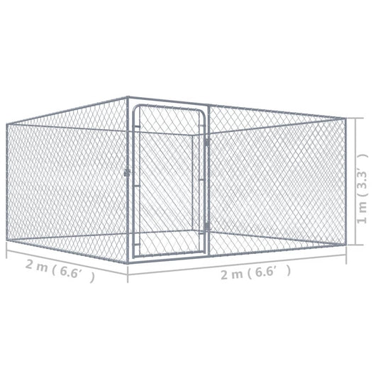 Kültéri kutyakennel horganyzott acélból – 2 × 2 × 1 m