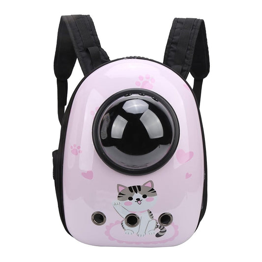 Malý zvierací batoh na nosenie, ružový s mačičkou-0